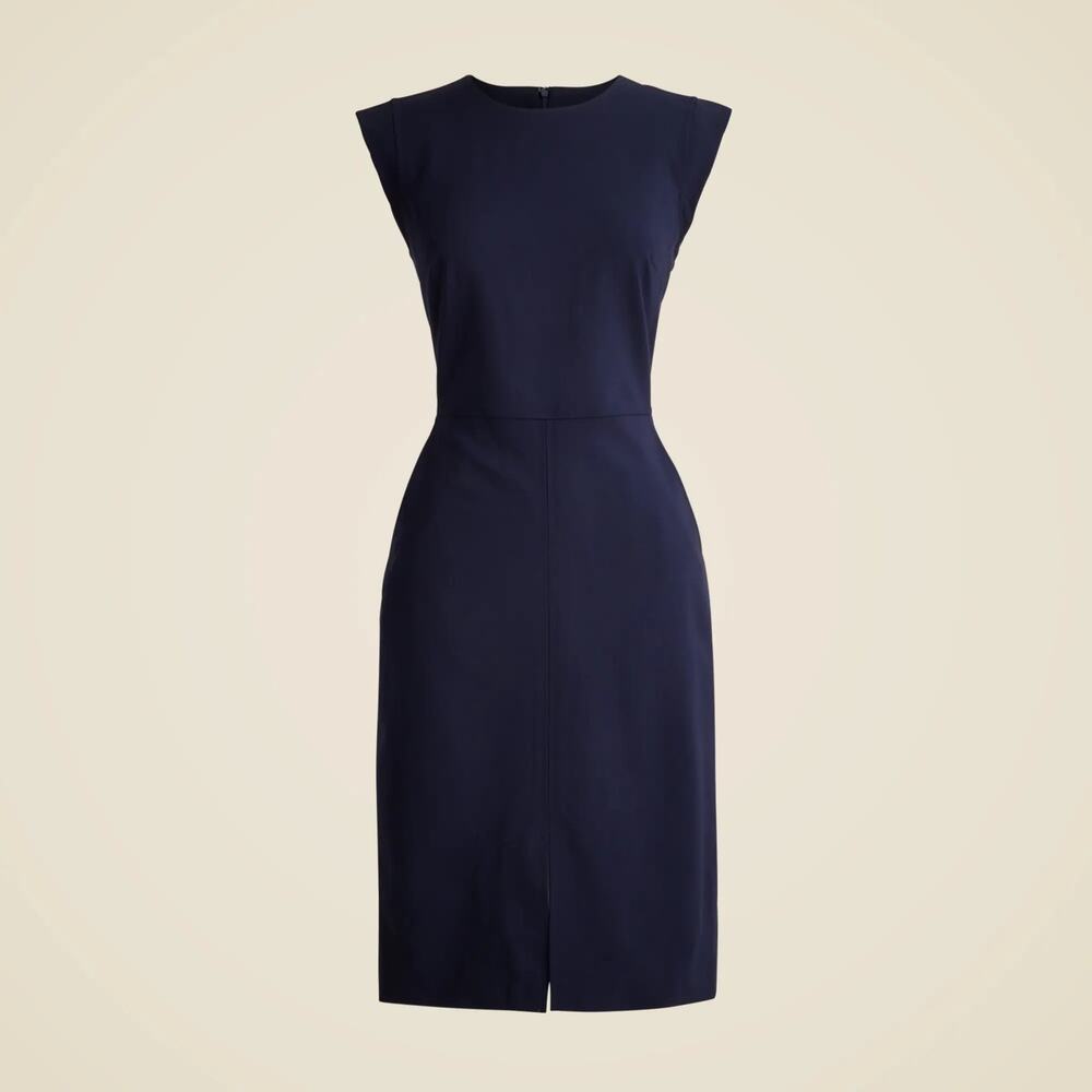 J.Crew Petite Resume Dress Italian Wool Blend Navy Blue Size 2 Petite NWOT